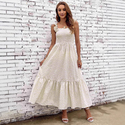 Erika - Langes Sommerkleid für A-Linie mit gesmokter Corsage & Trägern