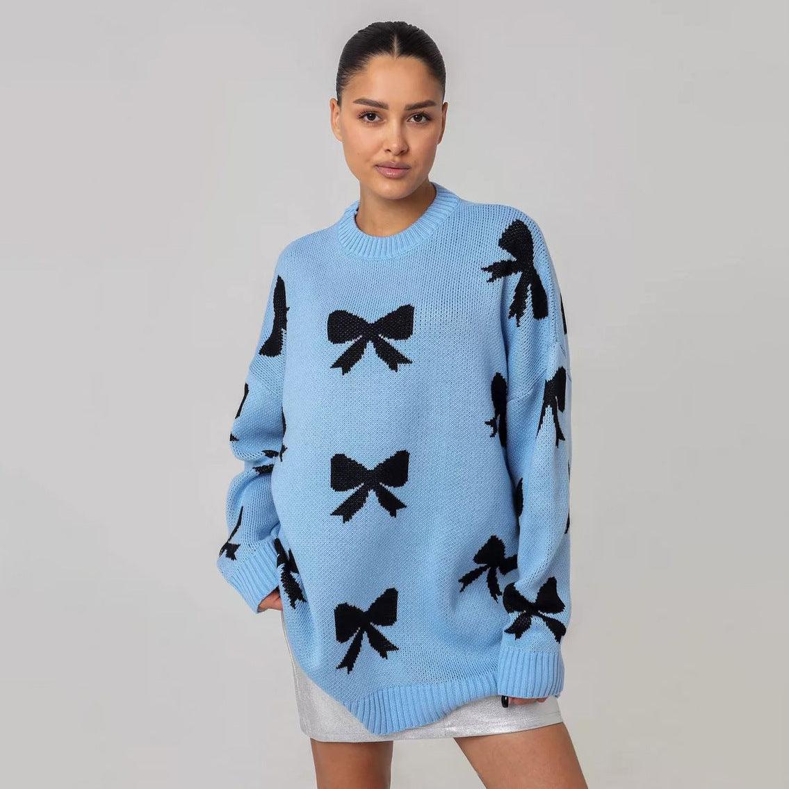 Pullover mit Schleifenprint und gemütlichem Stil für Frauen