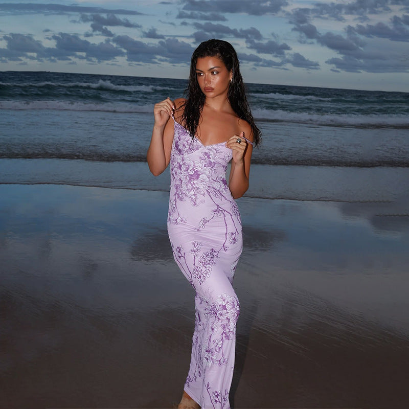 Aril - Kleid Slim Fit mit V-Ausschnitt und Blumenprint