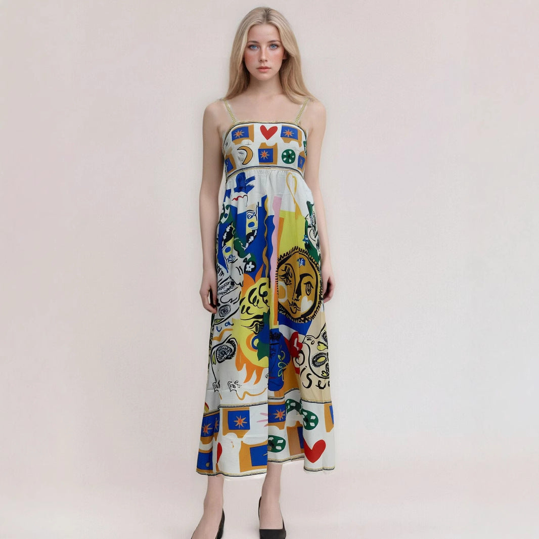 Anja - Trägerloses, hochtailliertes Sommerkleid mit Abstraktdruck