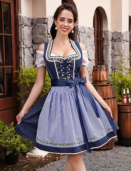 3-teiliges Dirndlset mit Schürze & Bluse – Oktoberfest | Traditionelles Trachtenkleid für festliche Anlässe