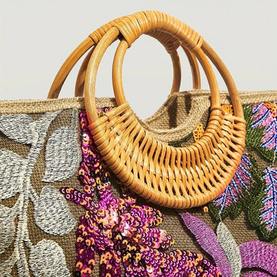 Schicke Handtasche mit dekorativem Blumenhenkel für Frauen