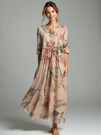 Vintage Spitzenkleid mit botanischem Blumenmuster für Frauen