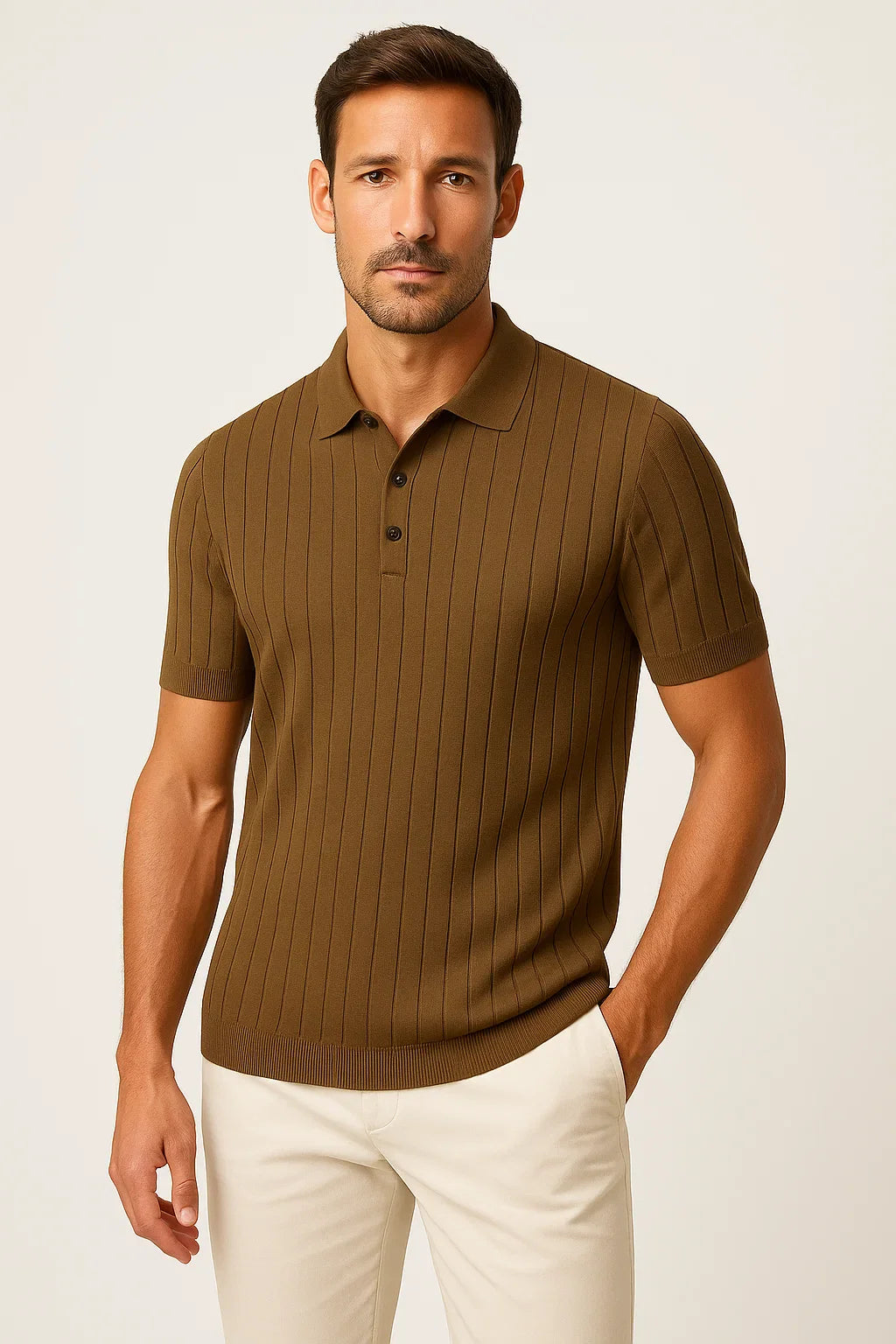 Poloshirt aus Rippenstrick