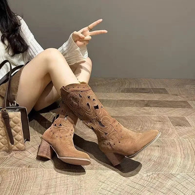 Querina - Bedruckte Cowboystiefel aus Leder