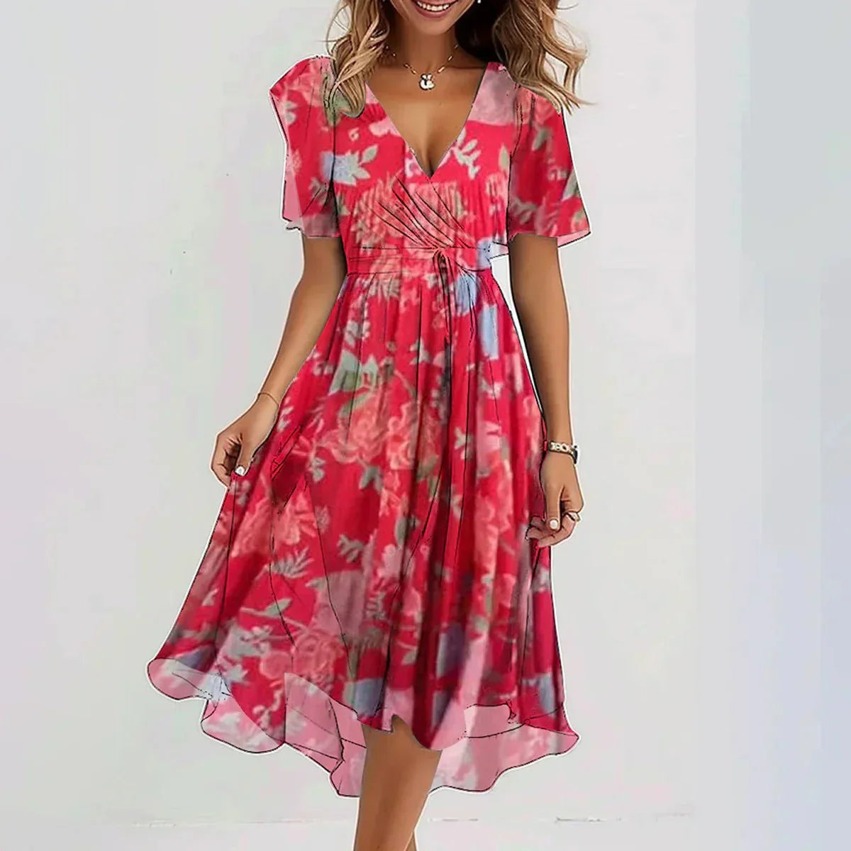 Quinta – Luftiges Chiffonkleid mit Print