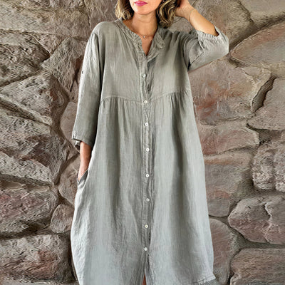 Oversized-Leinen-Sommerkleid für Damen