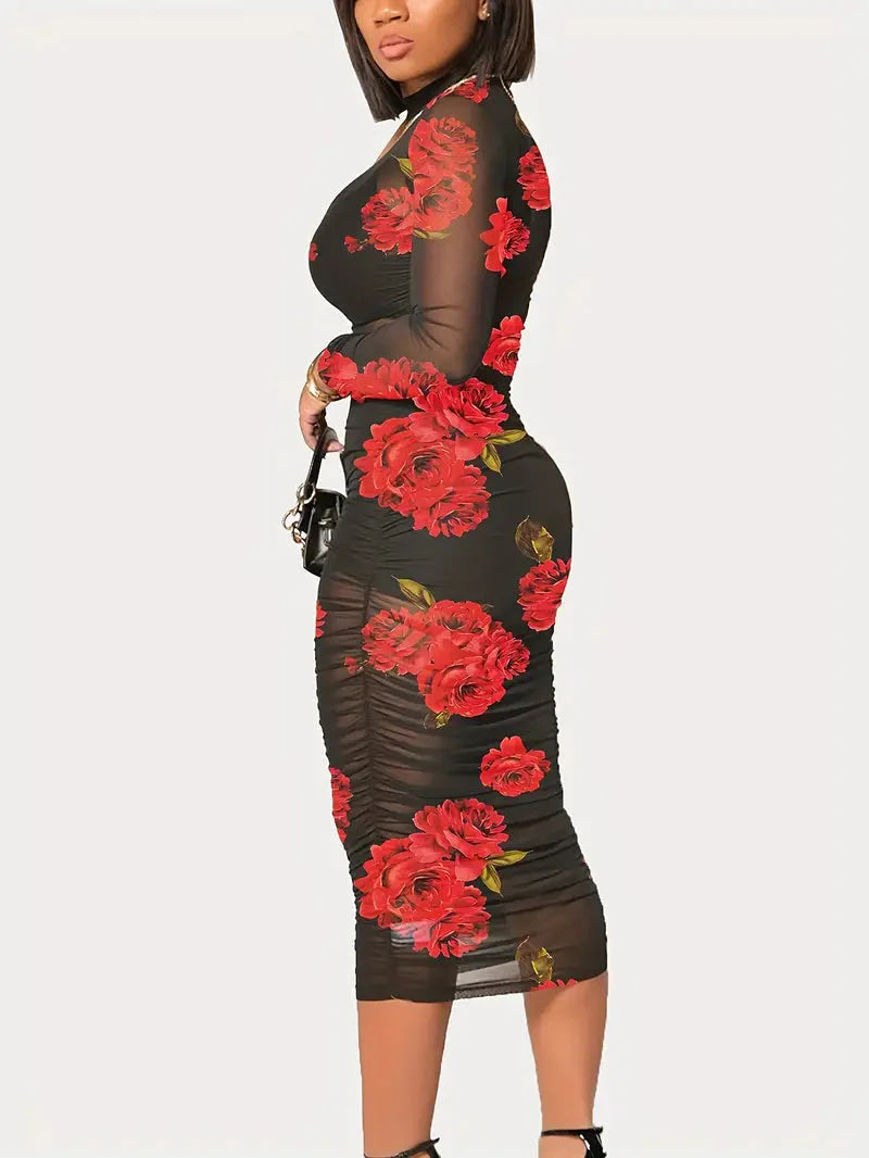 Geblümtes Strandkleid mit entspannter Ausstrahlung für Damen