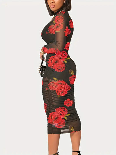 Geblümtes Strandkleid mit entspannter Ausstrahlung für Damen