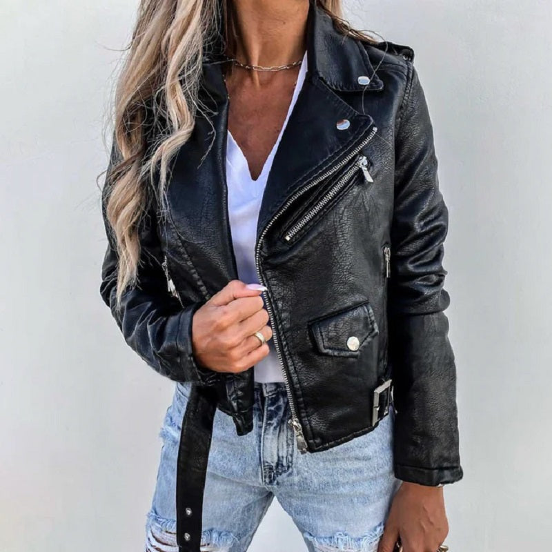 Stylische Bikerjacke für Damen | Reverskragen