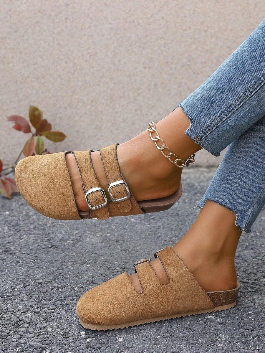 Romy – Schwarze Damen Slip-On Schuhe Mit Fransen Und Schnalle