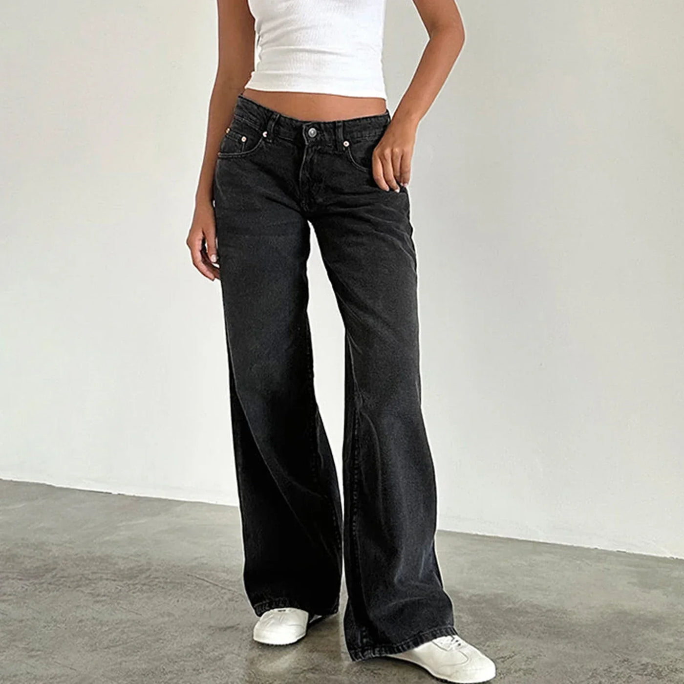 Damen-Weitbein-Jeans im hellen Vintage-Look
