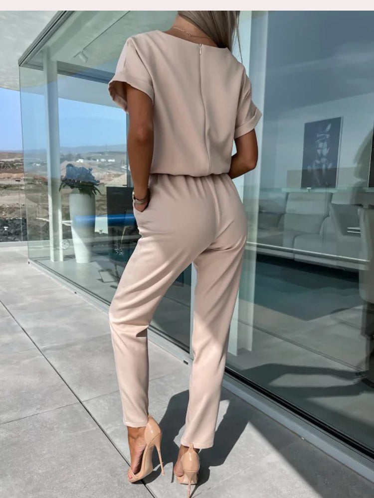 Kurzarm-Jumpsuit mit Gürtel für Damen
