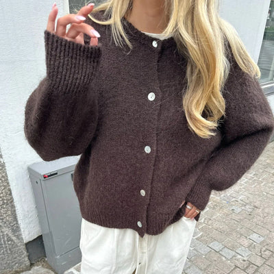 Hannah - Flauschiger Strick-Cardigan mit Knöpfen für Damen