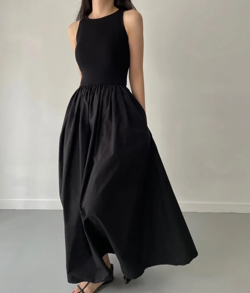 Ärmelloses elegantes langes Kleid schwarz - Marie