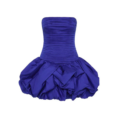 Schulterfreies Mini Kleid mit Ballonrock und floralem Muster für Damen