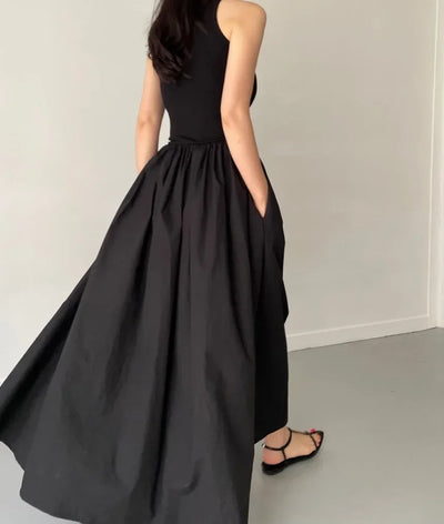 Ärmelloses elegantes langes Kleid schwarz - Marie