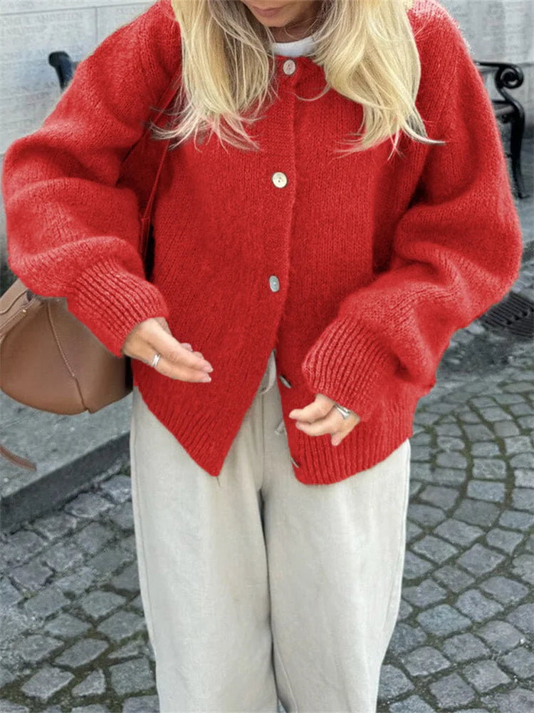 Hannah - Flauschiger Strick-Cardigan mit Knöpfen für Damen