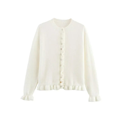 Brand & Belle | Chic Strickjacke mit Knöpfen und Rüschen