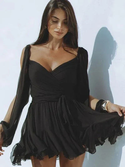 Elegantes Damen-Wickelkleid mit Plissee-Rock