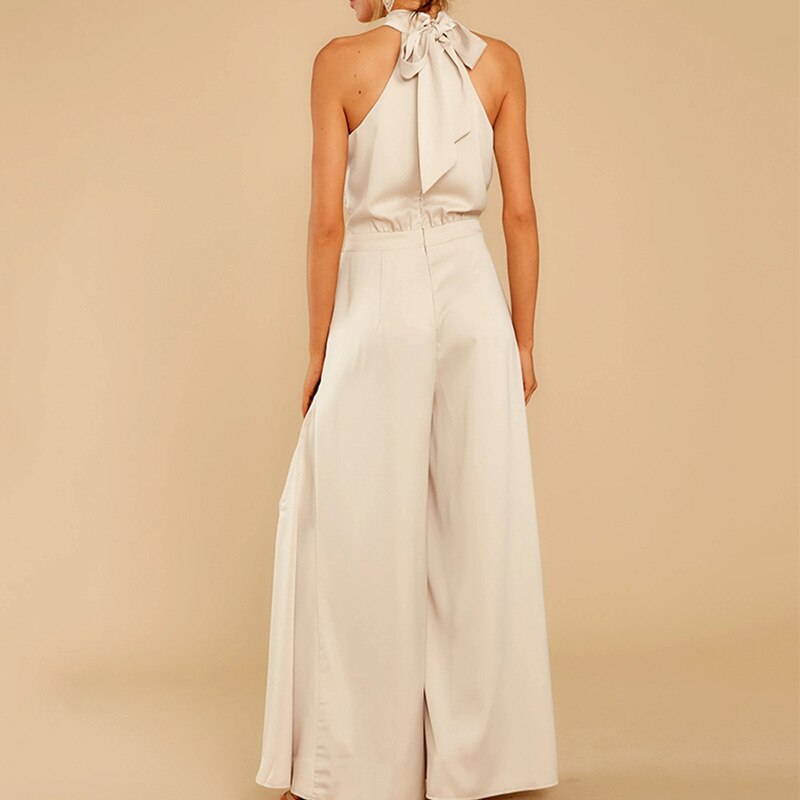 Damen-Jumpsuit mit Neckholder und weitem Bein