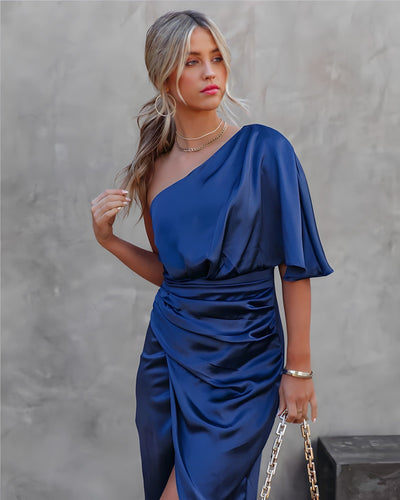 Asymmetrisches Satin-Cocktailkleid für Damen