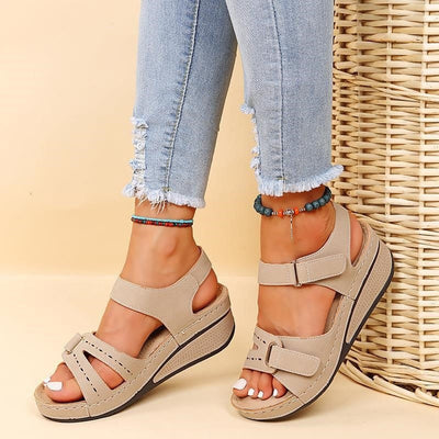 Klettverschluss-Schnallen-Sandalen für Damen