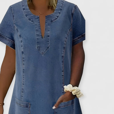 Monica | Weiches Denim-Kleid mit Taschen