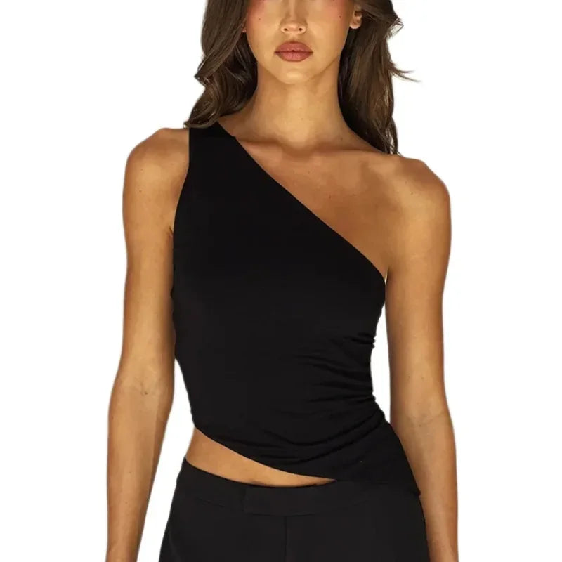 Mayfair™ | Ein-Schulter Eleganz – Rückenfreies Top mit Bindeband