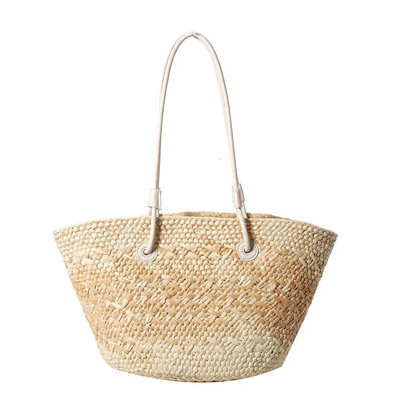Französische Luxus Strandtasche Damen – Handgefertigte Raffia Sommertasche