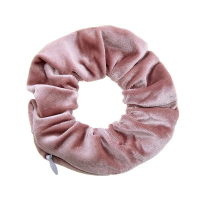 Velvet Scrunchies With Pocket Zipper Hair Ties for Women Hidden Hair Scrunchie Ponytail Holder Elastic Bands Gift for Friend