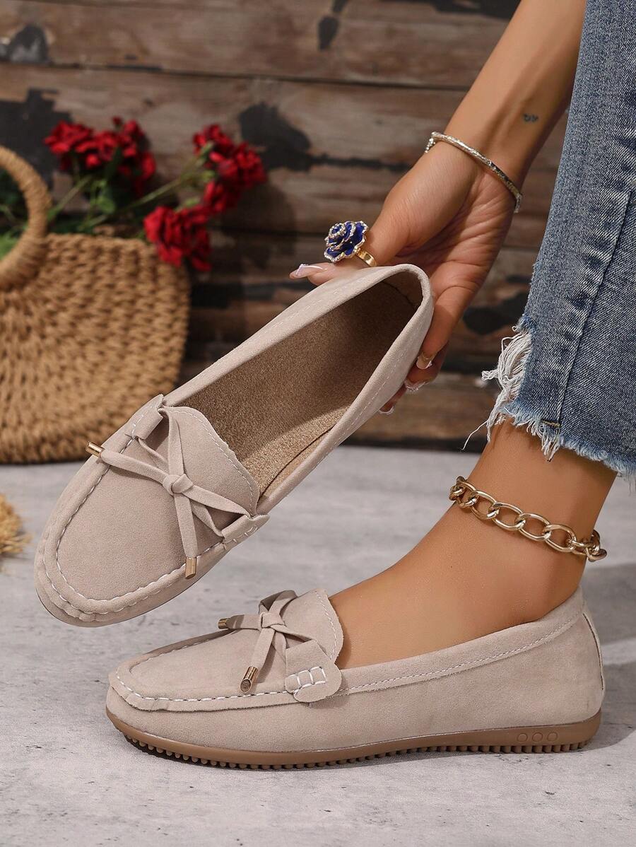 Sabine – Damen Loafer Mit Schleife Veloursleder Flach Komfort