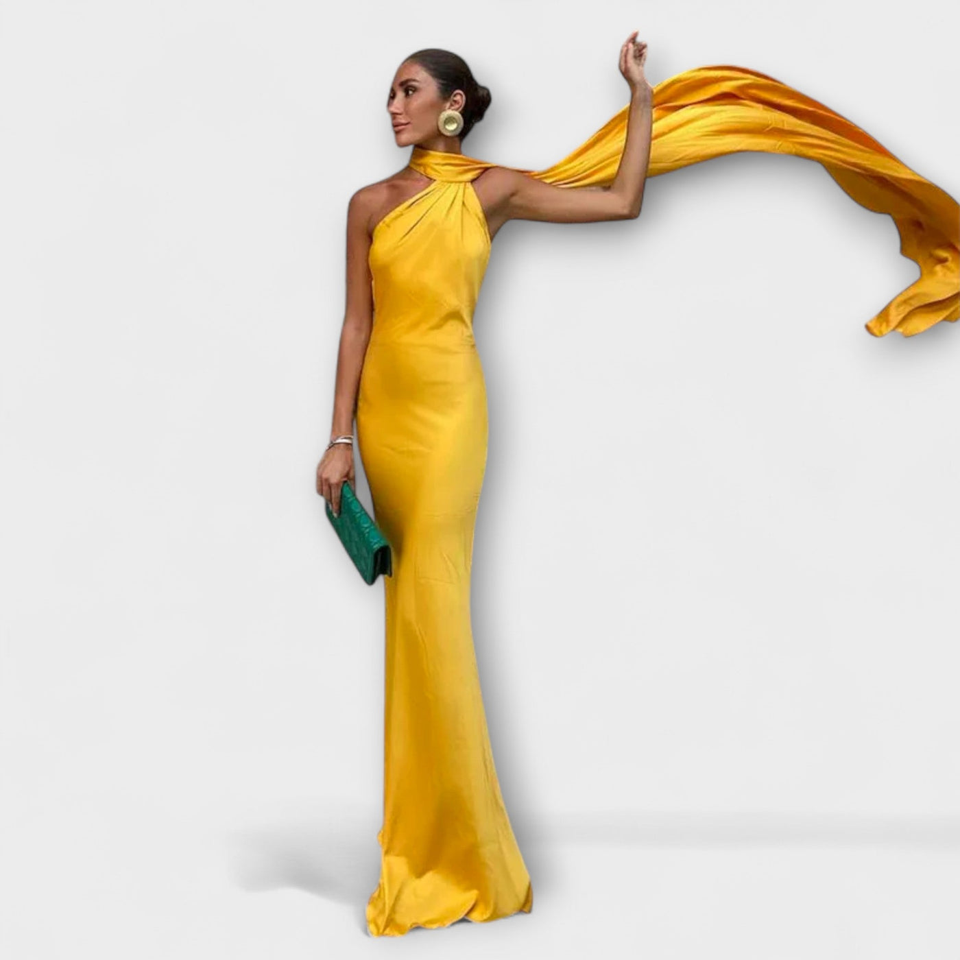 Elegantes Off-Shoulder Halter Maxikleid