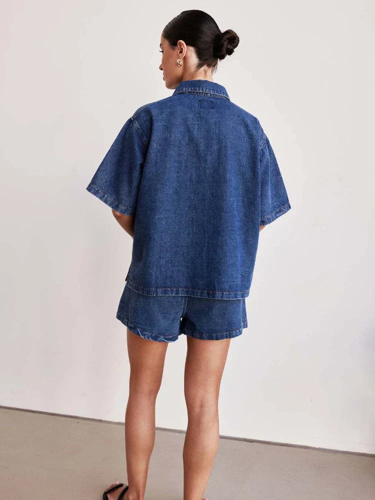 Yvaine | Vintage-inspirierter Denim-Blazer und Hosenanzug