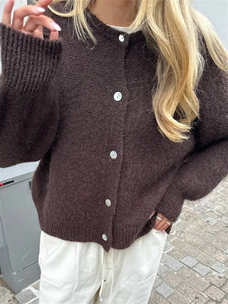 Hannah - Flauschiger Strick-Cardigan mit Knöpfen für Damen