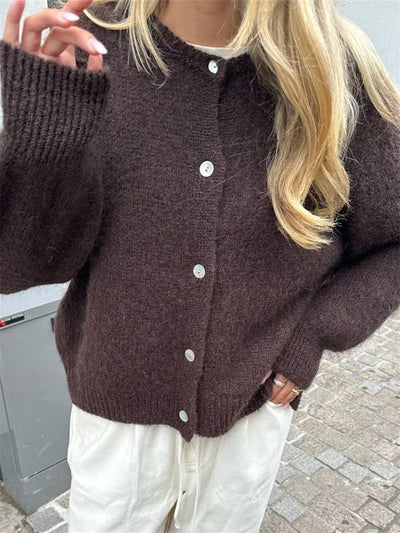 Hannah - Flauschiger Strick-Cardigan mit Knöpfen für Damen