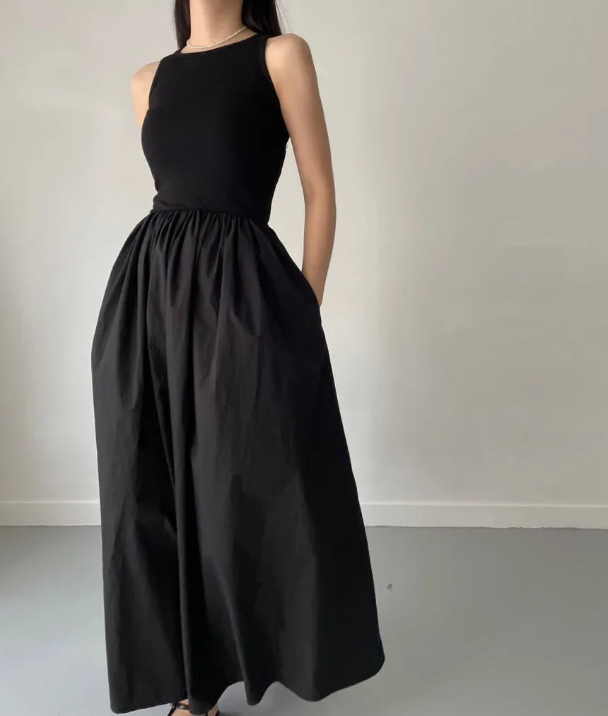 Ärmelloses elegantes langes Kleid schwarz - Marie