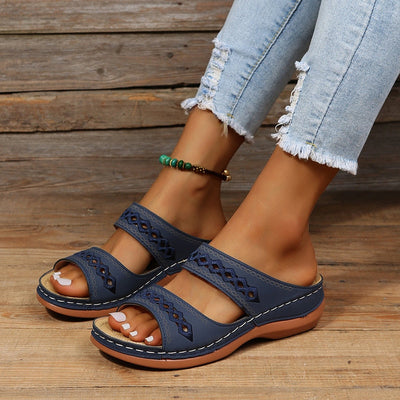 Boho-Slip-On-Sandalen mit Cut-Outs für Damen