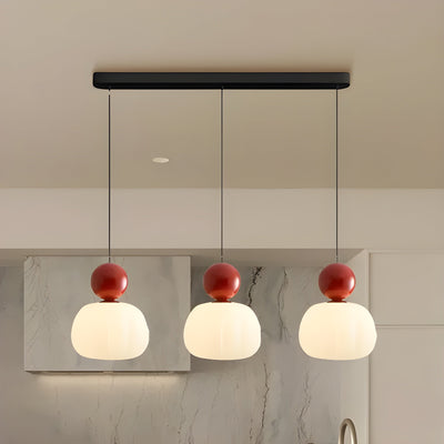 LumiPumpkin Light – Moderne Cremefarbene Pendelleuchte im Kürbis-Design