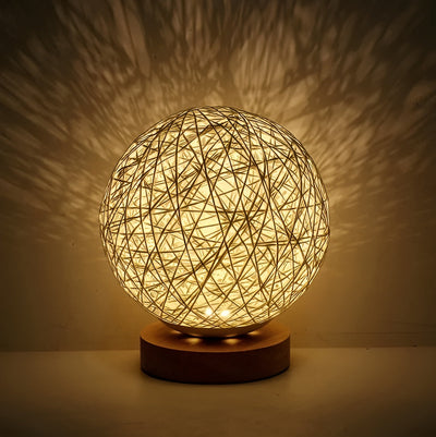 TwineGlow Light - Moderne USB-Ladbare Rattan-Tischlampe