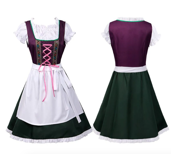 Damen Lila Oktoberfest Dirndl Kleid