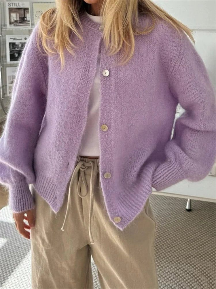 Hannah - Flauschiger Strick-Cardigan mit Knöpfen für Damen