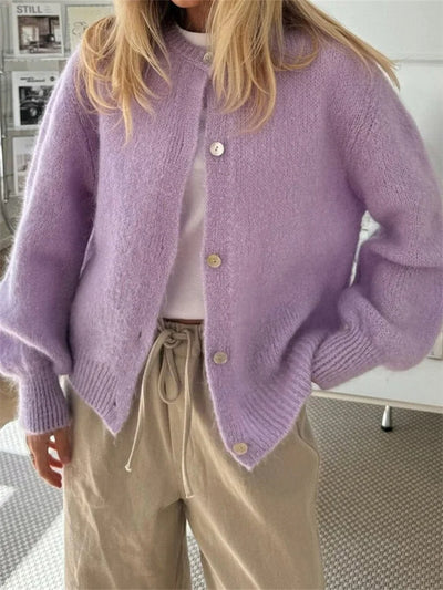 Hannah - Flauschiger Strick-Cardigan mit Knöpfen für Damen