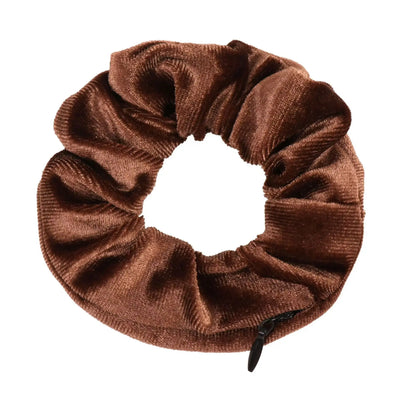 Velvet Scrunchies With Pocket Zipper Hair Ties for Women Hidden Hair Scrunchie Ponytail Holder Elastic Bands Gift for Friend