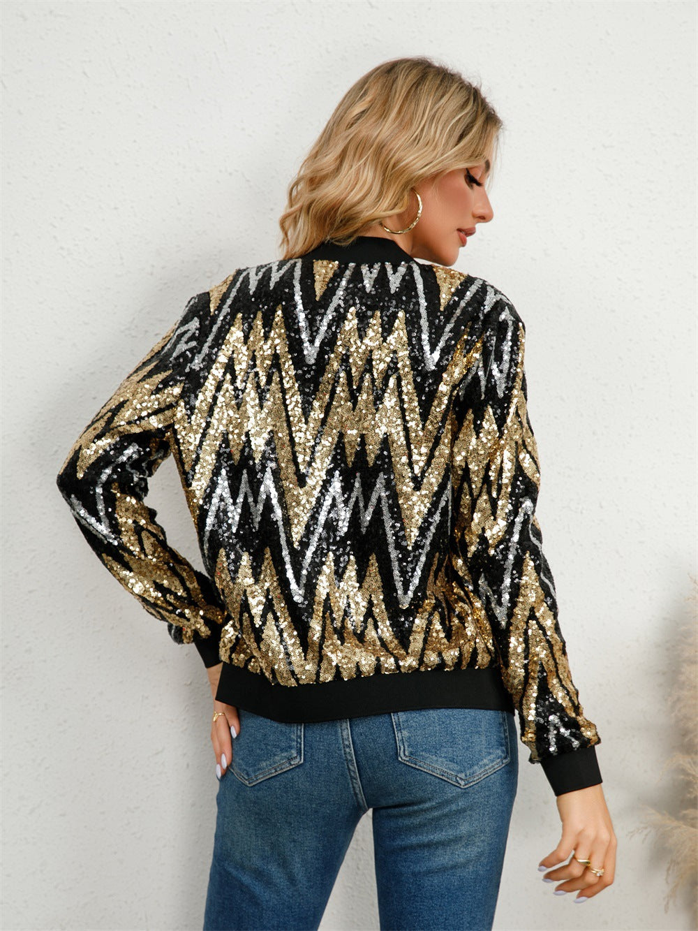 Blazer mit Paillettenbesatz und modernem Schnitt für Frauen