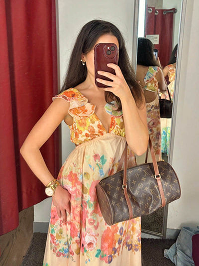 Nora® | V-Ausschnitt Kleid mit Offenem Rücken