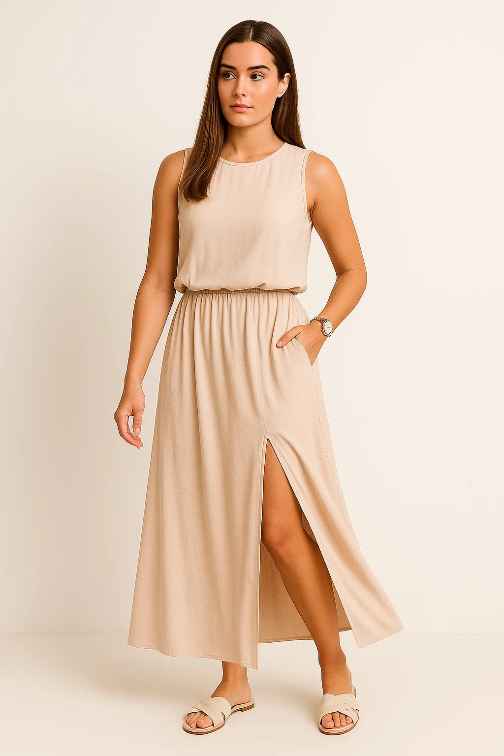 Sommerliches Maxikleid mit Schlitz