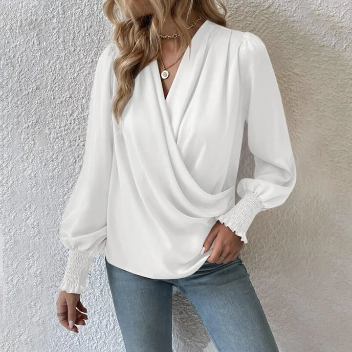 Elegante Wickelbluse mit femininer Drapierung für Frauen