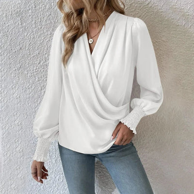 Elegante Wickelbluse mit femininer Drapierung für Frauen