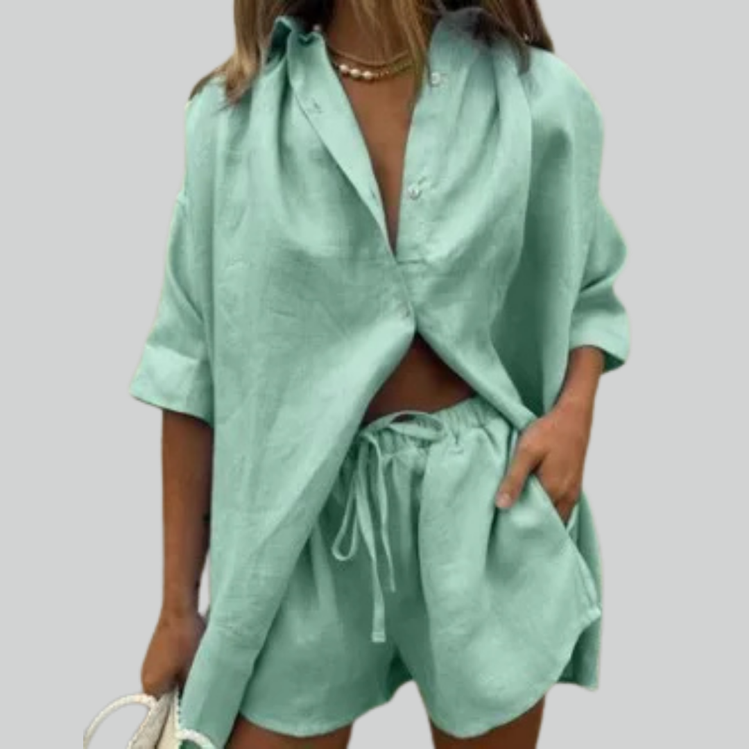 Tatjana - Modisches Hemd Set Lässige Kurzarm Damen